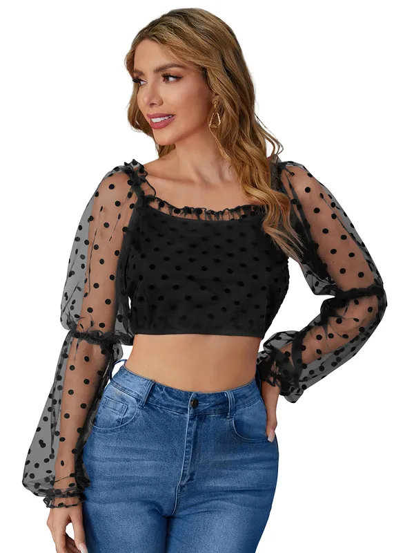 Black_Polyester_Blend_Stylish_Top_For_Women
