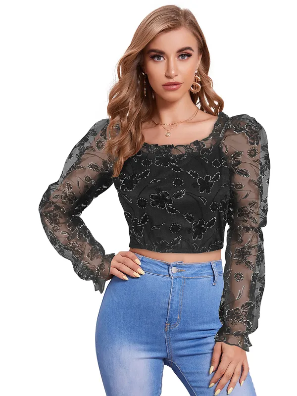 Black_Polyester_Blend_Stylish_Top_For_Women