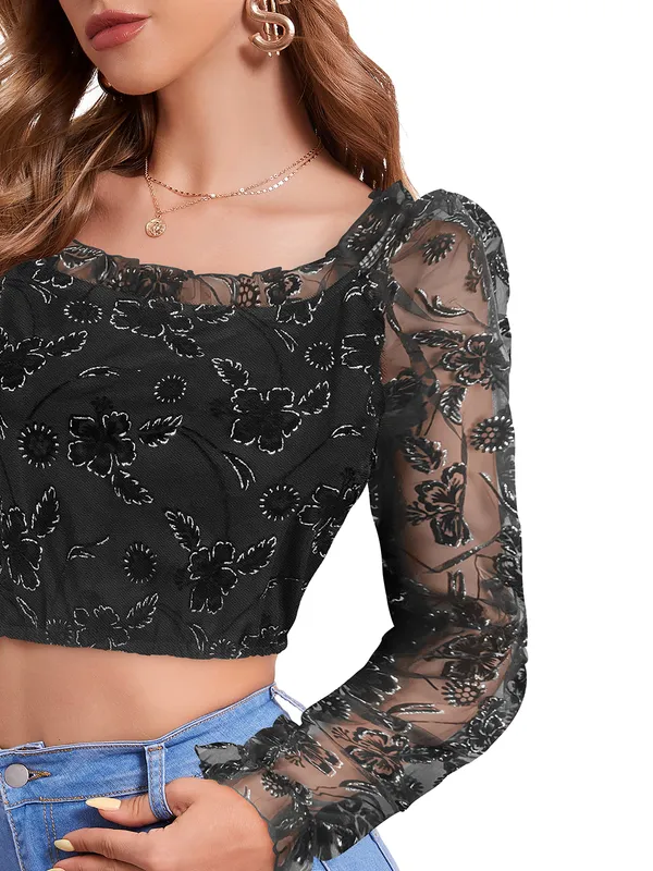 Black_Polyester_Blend_Stylish_Top_For_Women