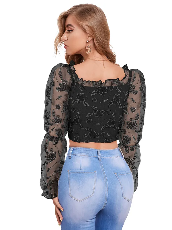 Black_Polyester_Blend_Stylish_Top_For_Women