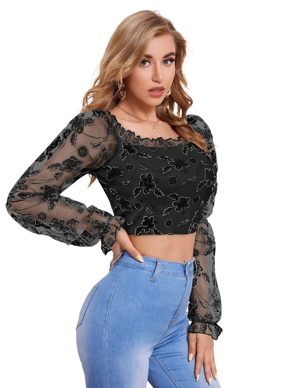 Black_Polyester_Blend_Stylish_Top_For_Women
