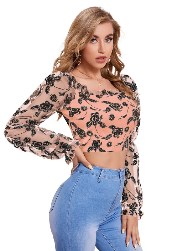 Peach_Polyester_Blend_Stylish_Top_For_Women