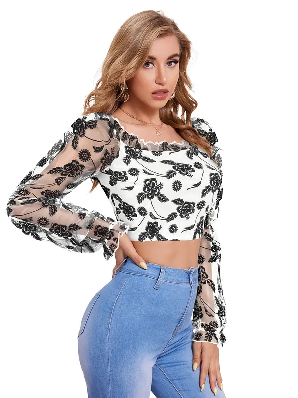 White_Polyester_Blend_Stylish_Top_For_Women