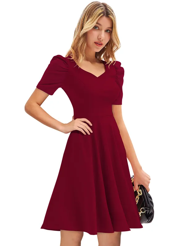 Maroon_Knitting_And_Stretchable_Western_Dress_For_Women