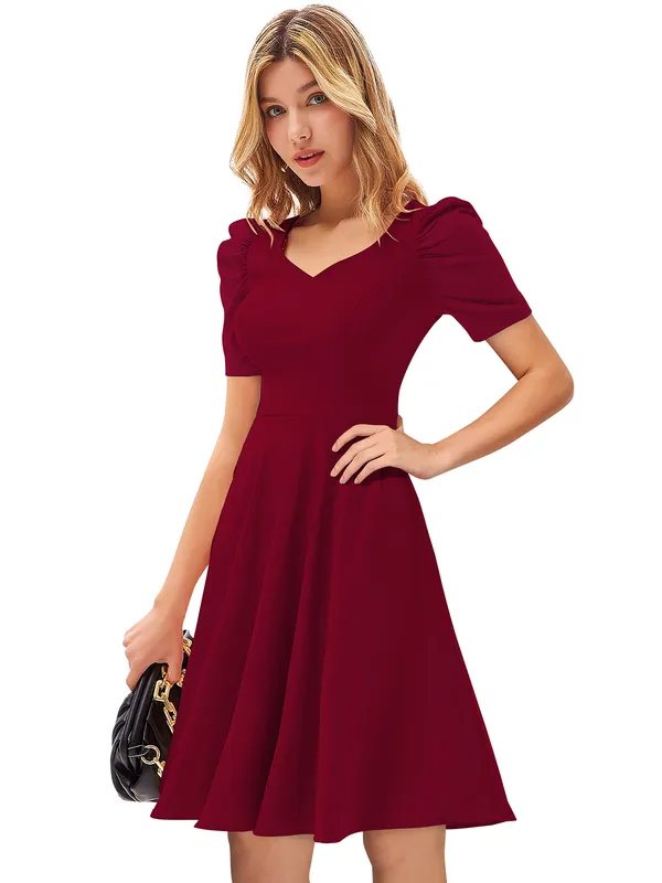 Maroon_Knitting_And_Stretchable_Western_Dress_For_Women