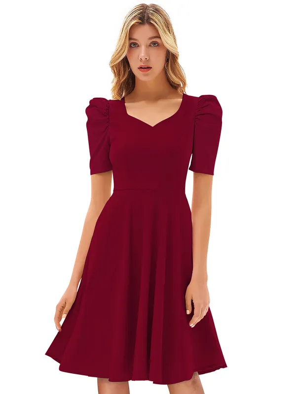 Maroon_Knitting_And_Stretchable_Western_Dress_For_Women
