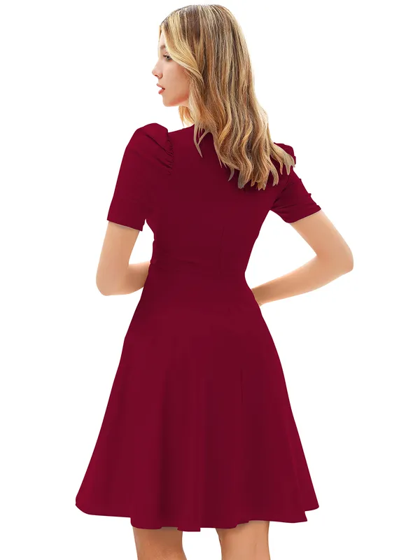 Maroon_Knitting_And_Stretchable_Western_Dress_For_Women