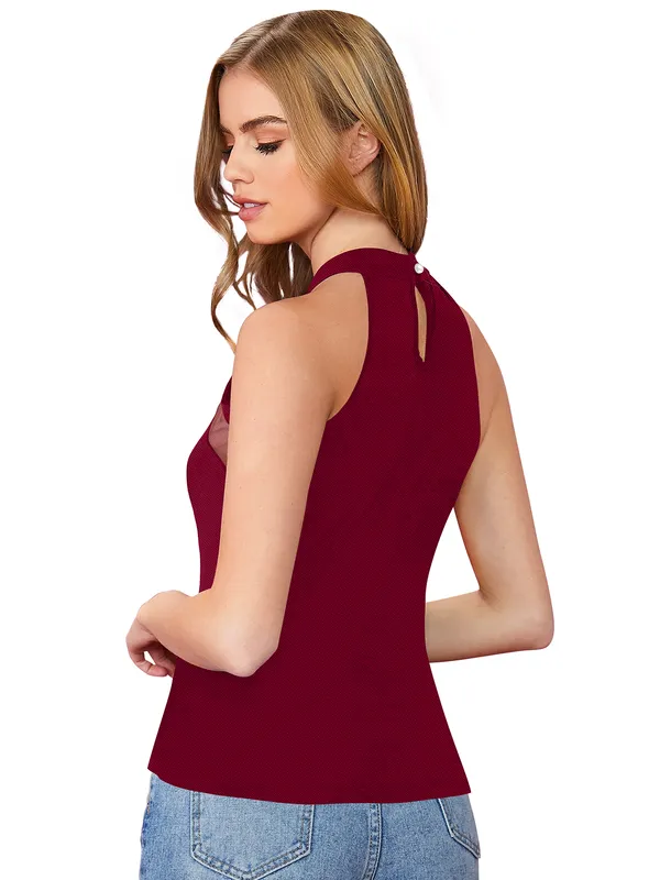 Maroon_Polyester_Blend_Stylish_Top_For_Women