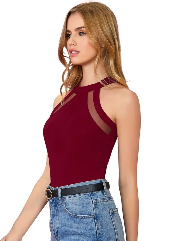 Maroon_Polyester_Blend_Stylish_Top_For_Women