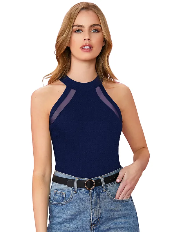 Blue_Polyester_Blend_Stylish_Top_For_Women