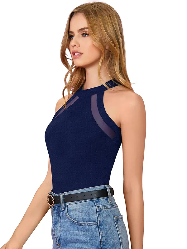 Blue_Polyester_Blend_Stylish_Top_For_Women