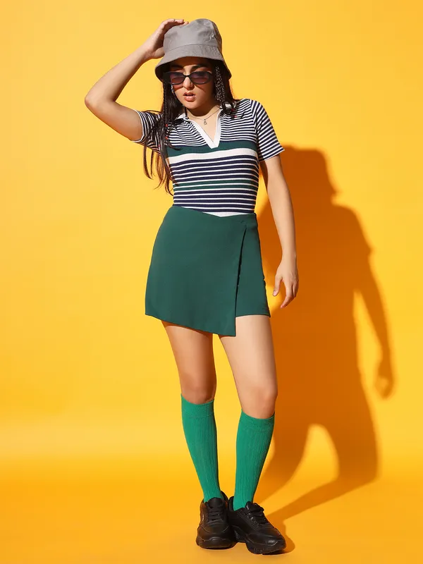 Zastraa_by_Kids_Sassy_&_Posh_Bottle_Green_Scuba_Mini_Asymmetric_Skorts
