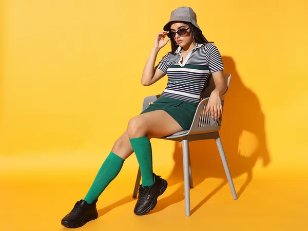 Zastraa_by_Kids_Sassy_&_Posh_Bottle_Green_Scuba_Mini_Asymmetric_Skorts