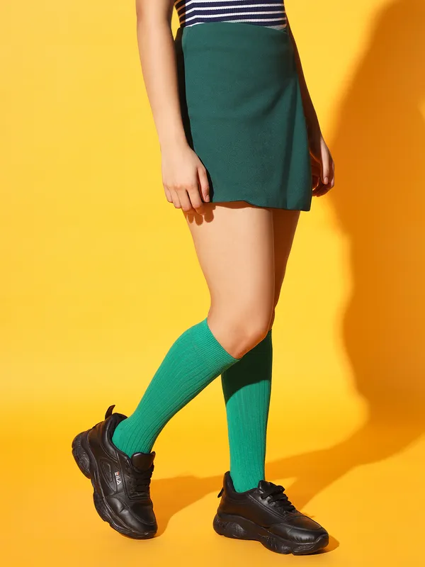 Zastraa_by_Kids_Sassy_&_Posh_Bottle_Green_Scuba_Mini_Asymmetric_Skorts