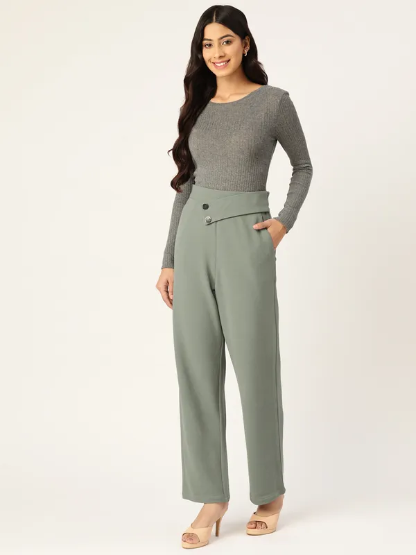 Green_Viscose_Rayon_Trouser_For_Women