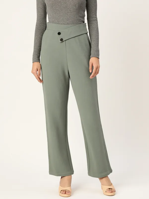 Green_Viscose_Rayon_Trouser_For_Women