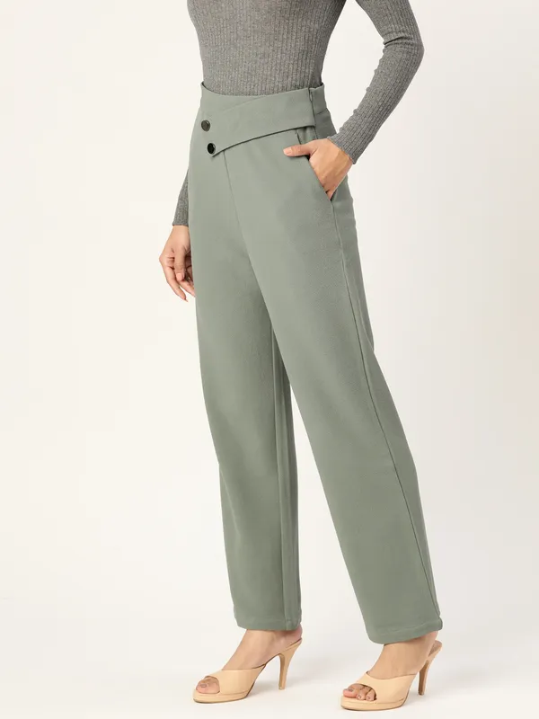 Green_Viscose_Rayon_Trouser_For_Women