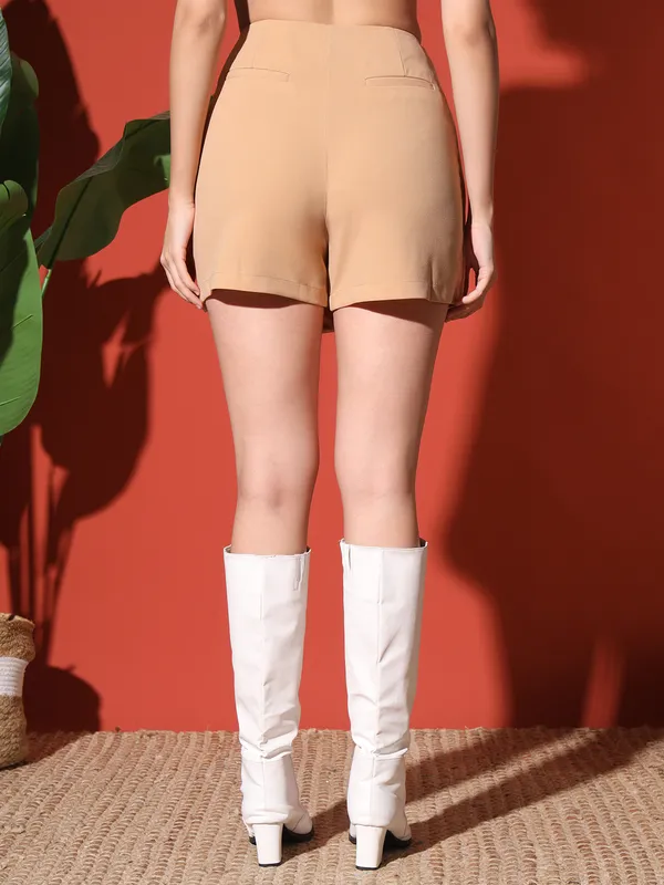 ZASTRAA_WOMEN_NUDE_COLOURED_SCUBA_MINI_ASSYMETRIC_SKORTS