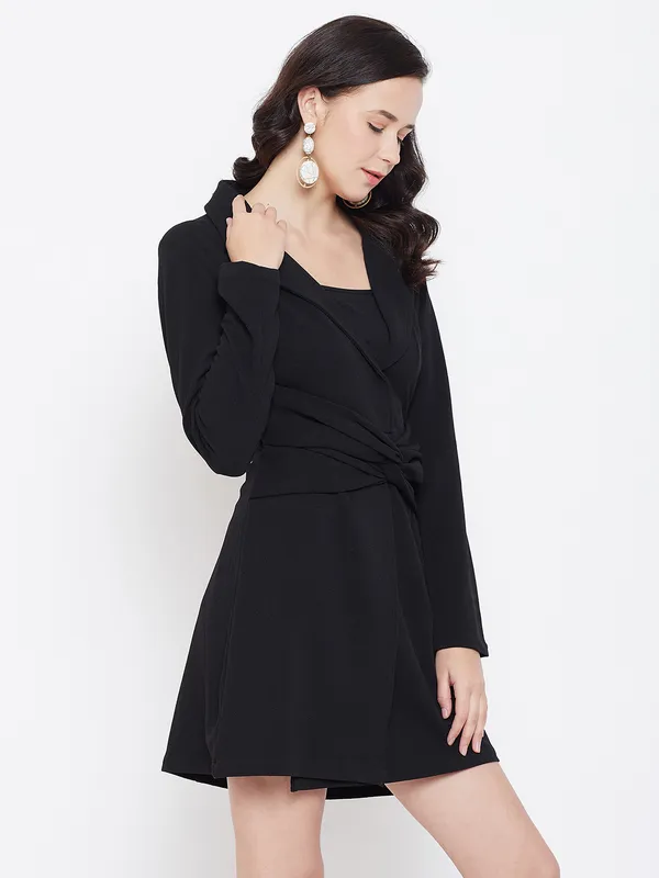 Women_Black_Solid_Blazer_Style_Fit_&_Flare_Dress