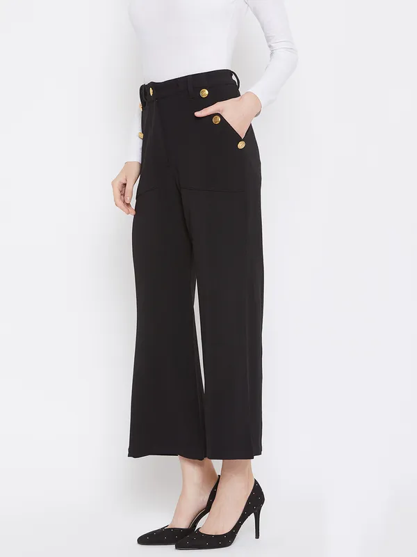 Zastraa_Women_Black_Flared_Fit_Solid_Formal_Trousers