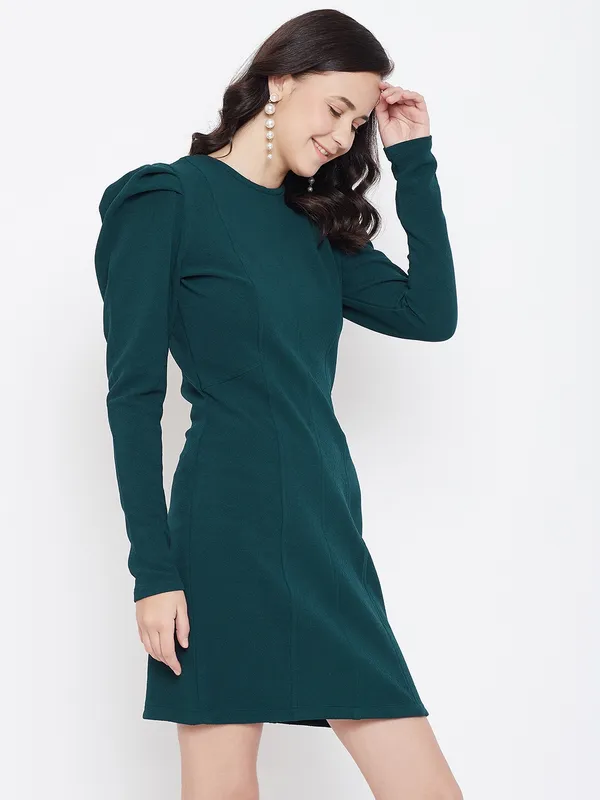 Women_Green_Solid_Sheath_Dress