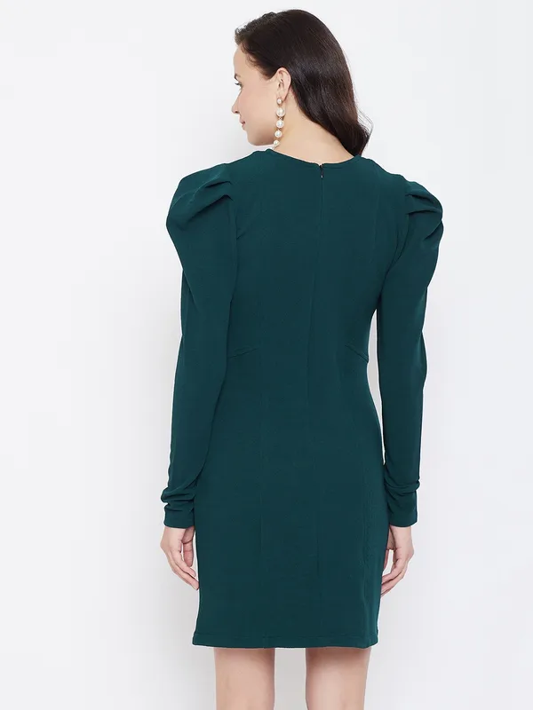 Women_Green_Solid_Sheath_Dress