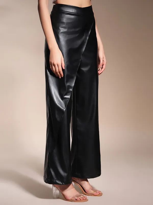 Zastraa_Wrap_Up_PU_Black_Wide_Leg_Korean_Pants