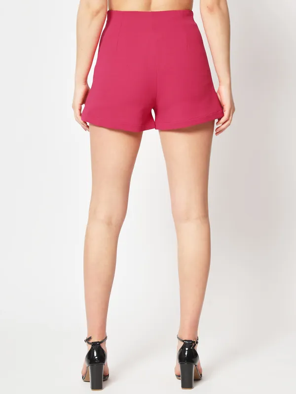 Zastraa_Women_Pink_High-Rise_Slim_Fit_Shorts