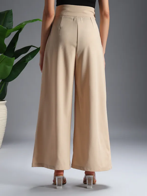 Zastraa_Beige_High_Waist_Darted_Korean_Pants