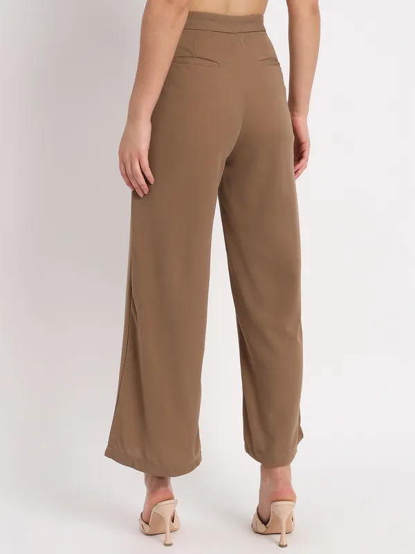 Women_Coffee_brown_Curve_Wrap_Korean_Pants