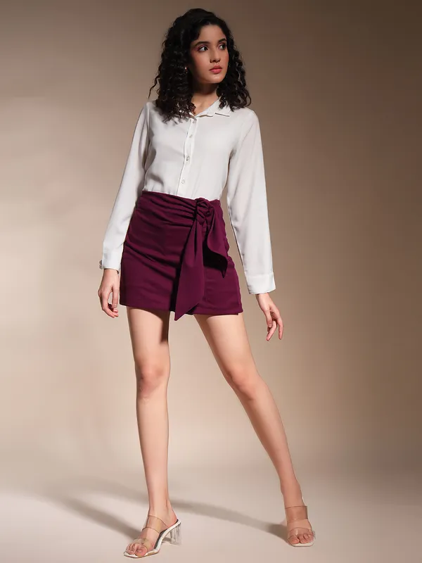 Zastraa_Burgundy_Scuba_Skorts_with_Bow