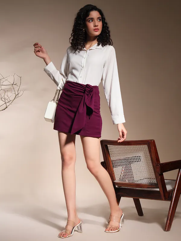 Zastraa_Burgundy_Scuba_Skorts_with_Bow