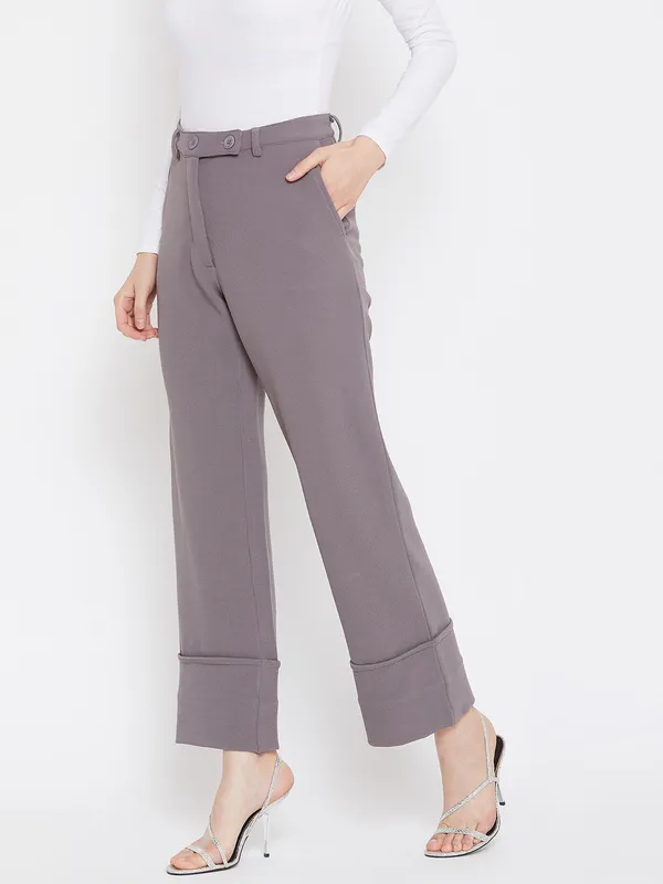 Zastraa_Women_Grey_Regular_Fit_Solid_Parallel_Trousers