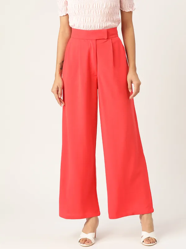 Zastraa_Women_Pink_Smart_High_Waist_Pleated_Culottes