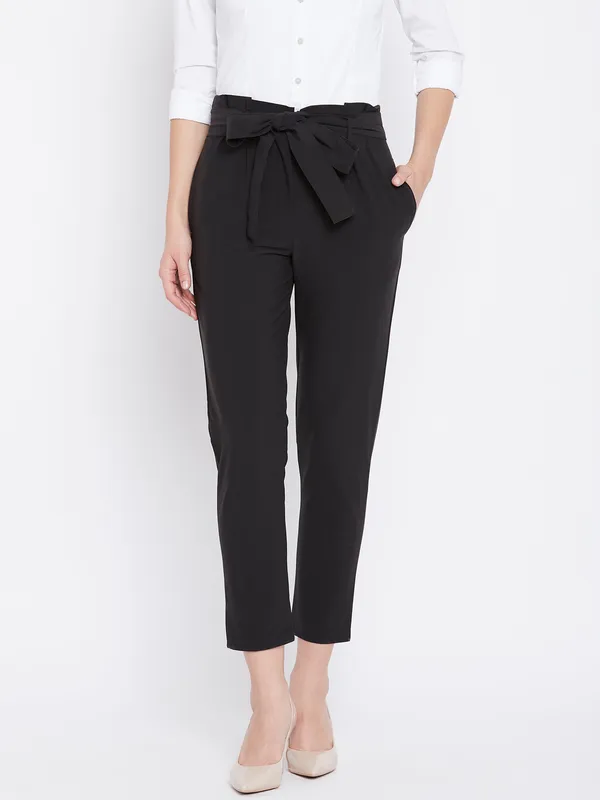 Zastraa_Women_Black_Peg_Trousers