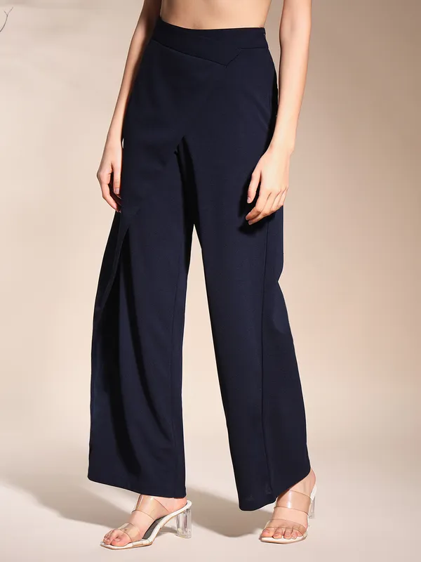 Zastraa_Wrap_Up_Navy_Blue_Wide_Leg_Korean_Pants
