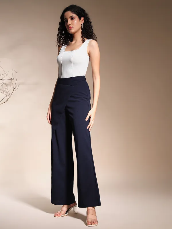 Zastraa_Wrap_Up_Navy_Blue_Wide_Leg_Korean_Pants