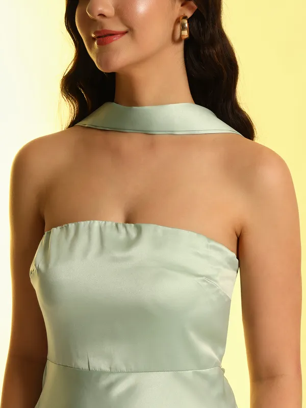Draped_Satin_Dress_With_Scarf
