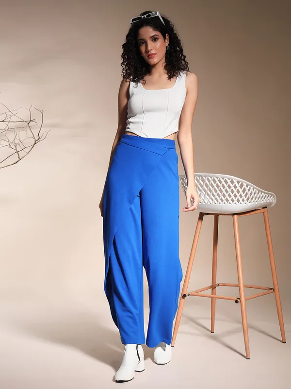 Zastraa_Wrap_Up_Royal_Blue_Wide_Leg_Korean_Pants