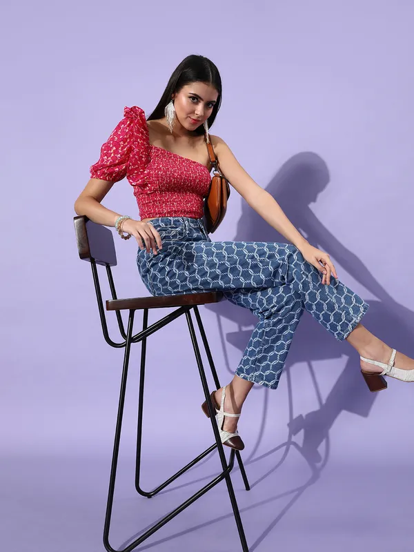 Floral_Printed_Puff_Sleeve_Crop_Top