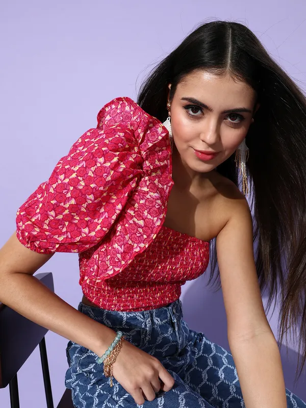 Floral_Printed_Puff_Sleeve_Crop_Top