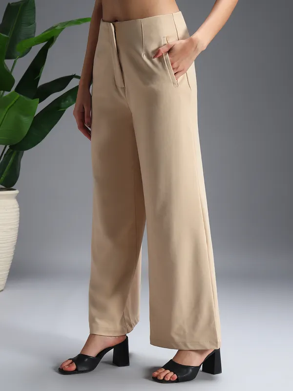 Zastraa_Beige_High_Waist_Culotte_Trouser