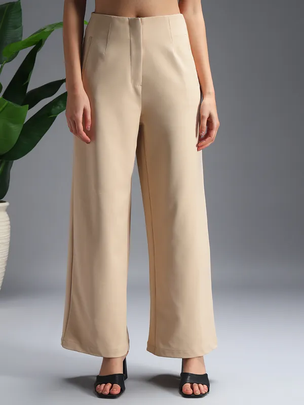 Zastraa_Beige_High_Waist_Culotte_Trouser