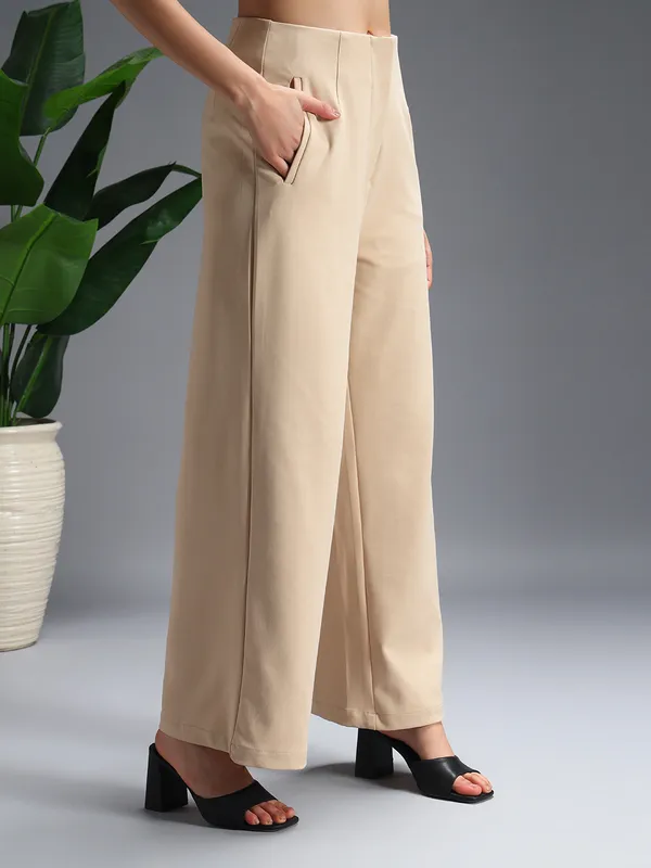 Zastraa_Beige_High_Waist_Culotte_Trouser