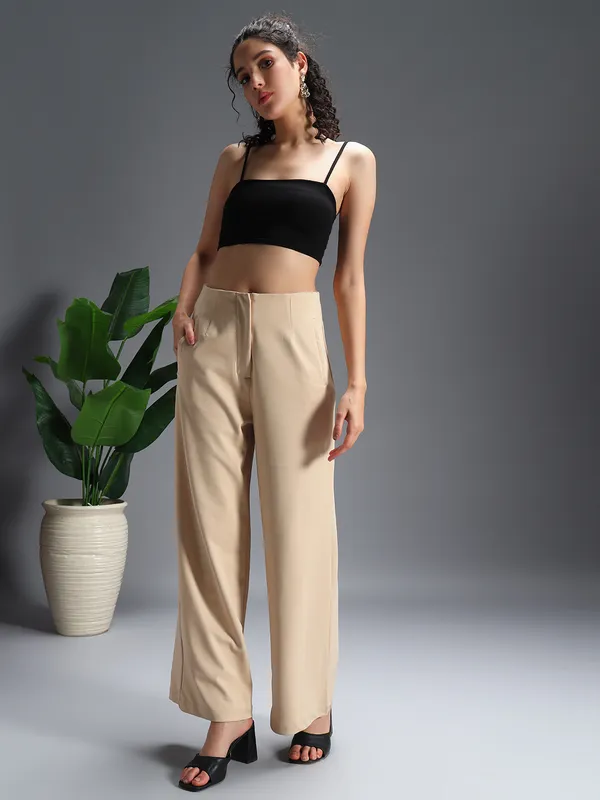 Zastraa_Beige_High_Waist_Culotte_Trouser