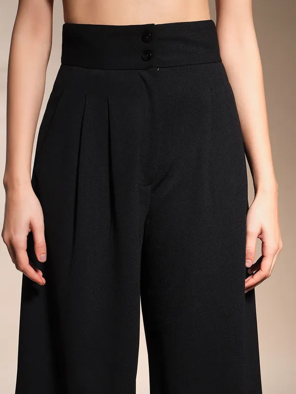 Zastraa_Black_High_Waist_Darted_Korean_Pants