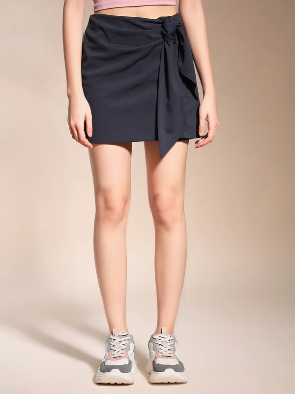 Zastraa_Charcoal_Grey_Scuba_Skorts_with_Bow