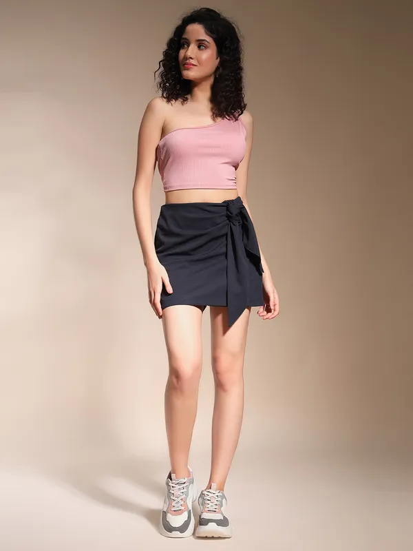 Zastraa_Charcoal_Grey_Scuba_Skorts_with_Bow