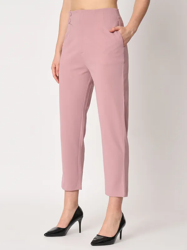Zastraa_Women_Pink_Peg_Leg_Slim_Fit_High-Rise_Cropped_Trousers