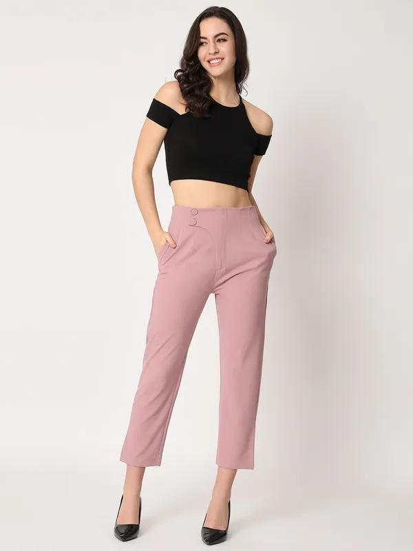 Zastraa_Women_Pink_Peg_Leg_Slim_Fit_High-Rise_Cropped_Trousers